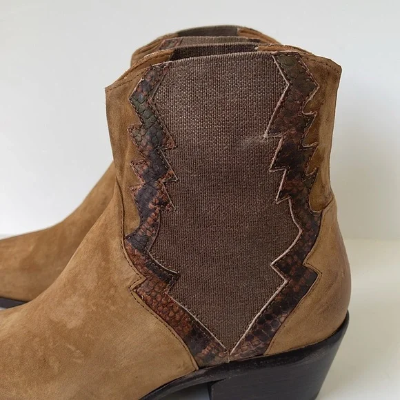 Jo Ghost Women's Sidewinder Suede Western Chelsea Boots EU 39 US 9 Italy Brown